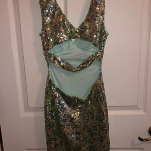 Green & Yellow Sequin Dress